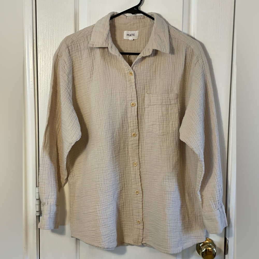 MATE the Label Organic Gauze Oversized Button down sz S EUC